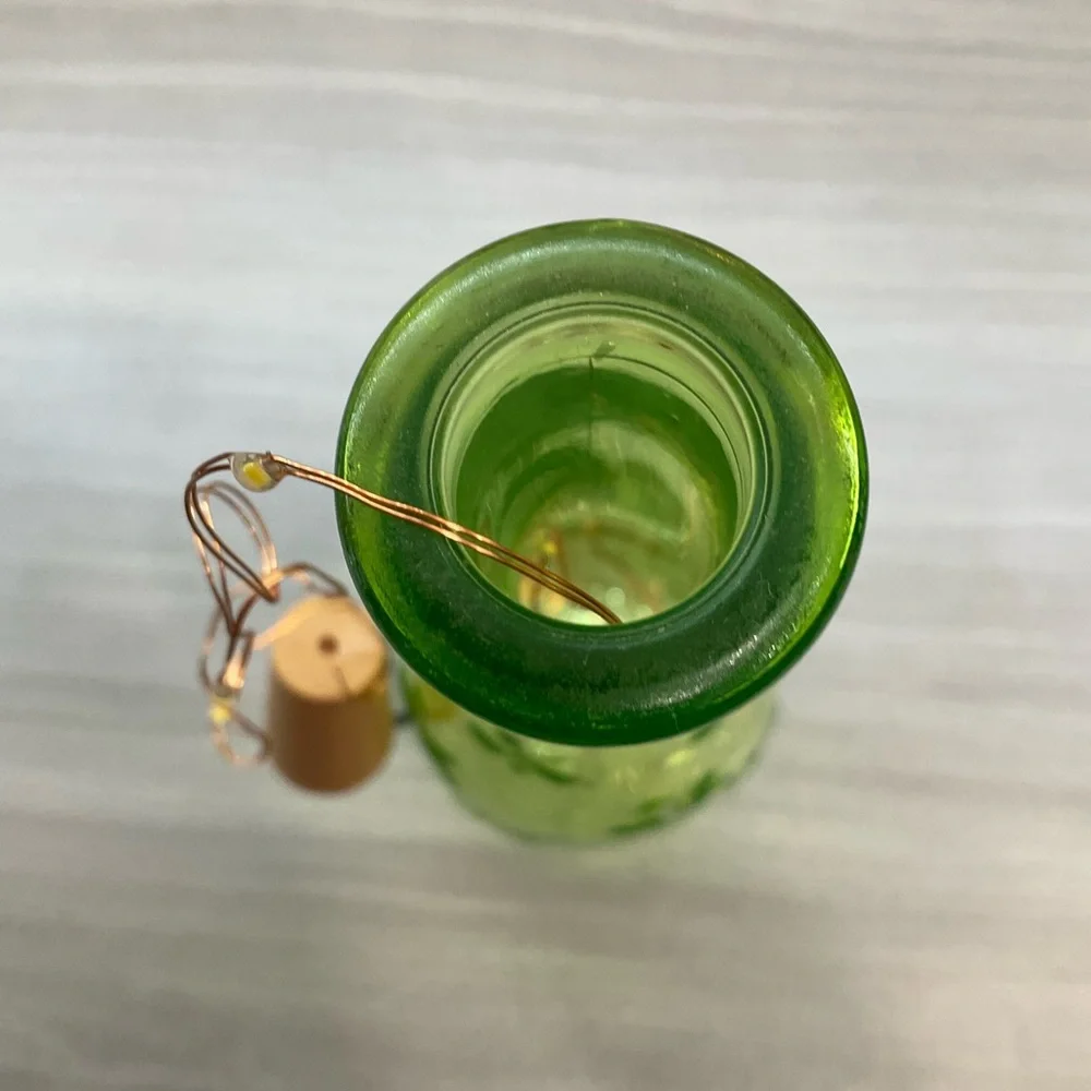 VINTAGE IKEA EMMA DAFNAS LIME GREEN BOTTLE WITH‎ FAIRY LIGHTS